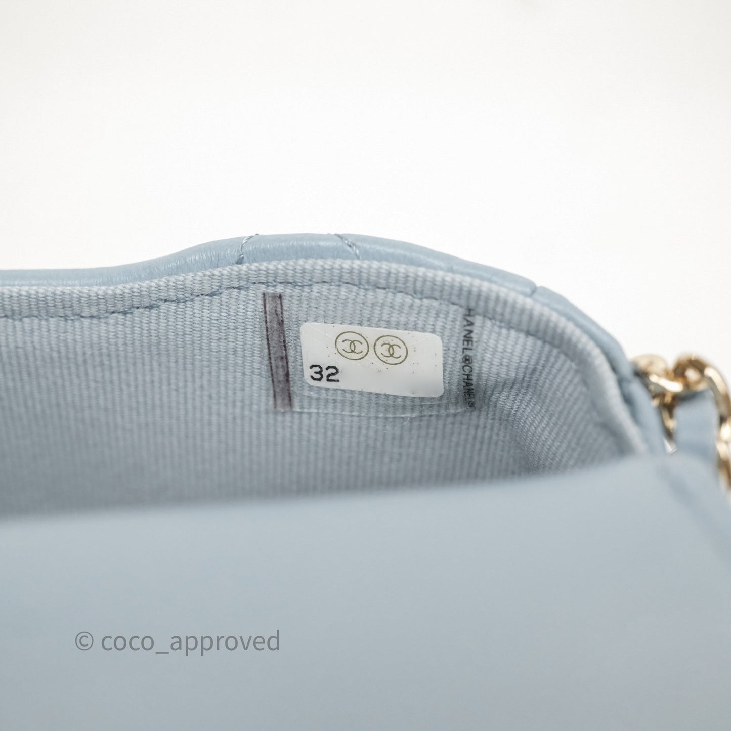 Chanel Mini Chain Around Clutch With Chain Blue Lambskin Gold Hardware