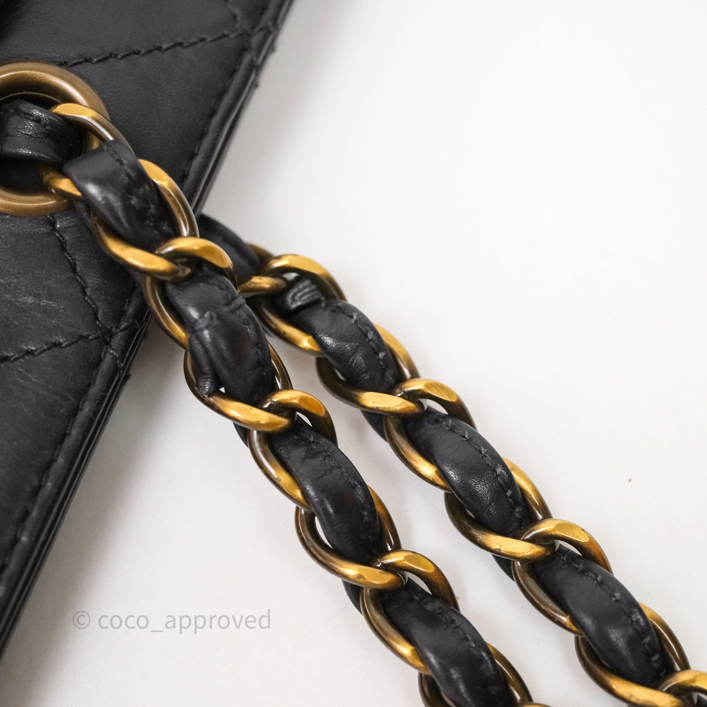 Chanel Vintage Tote Bag Quilted Black Lambskin Antique Gold Hardware