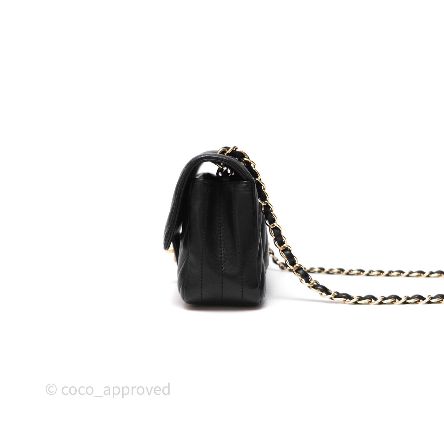 Chanel Mini Rectangular Chevron Black Lambskin Gold Hardware