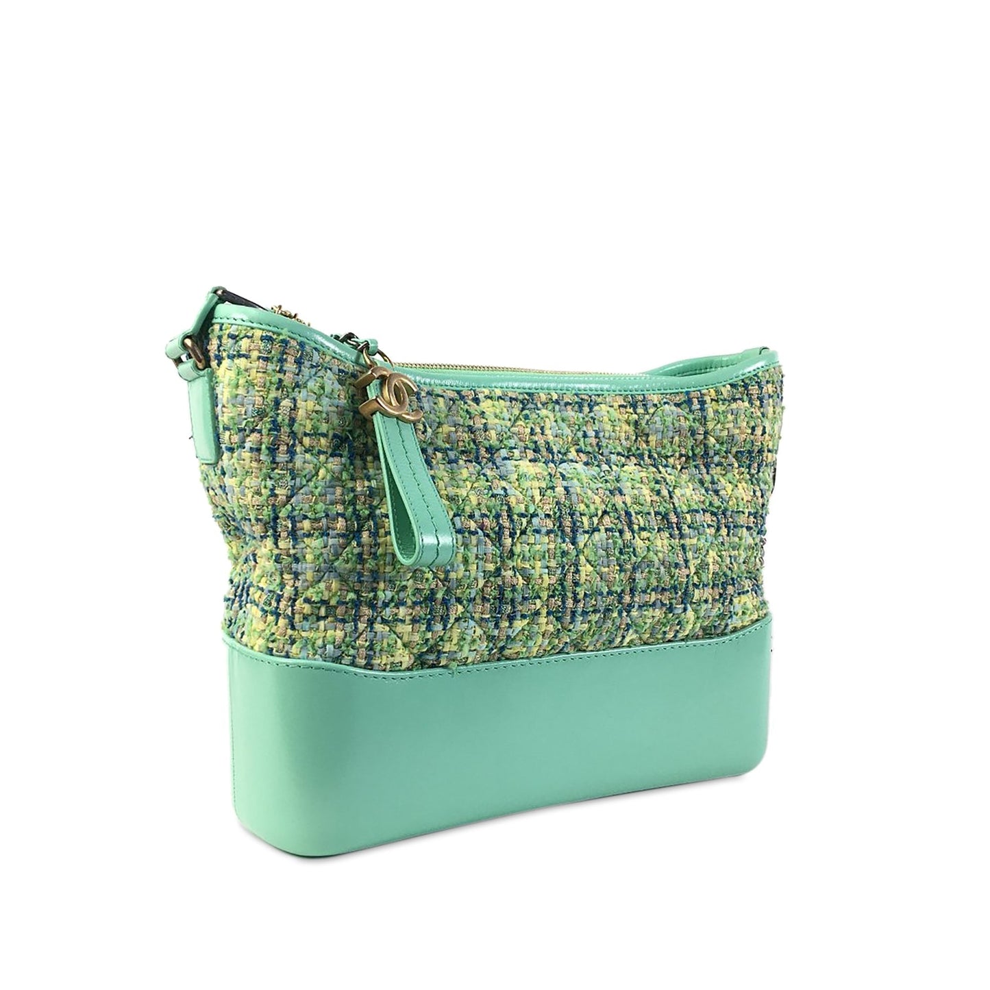Luxury Chanel Gabrielle Medium Green Tweed Gold