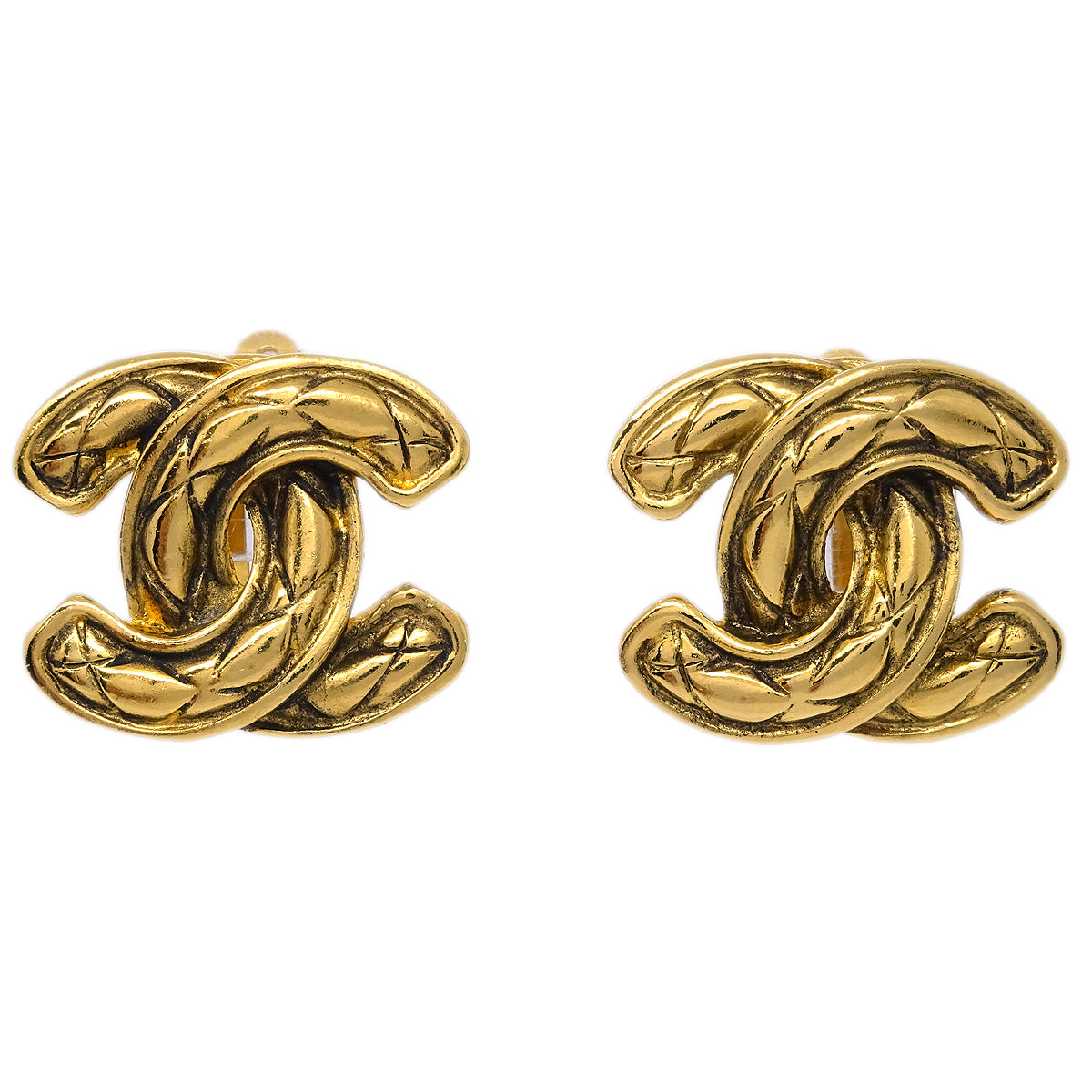 Luxury Chanel CC Earrings Clip-On Gold 2433