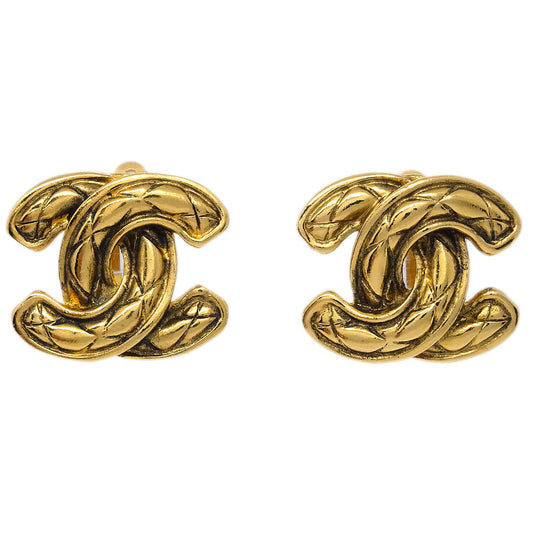 Luxury Chanel CC Earrings Clip-On Gold 2433