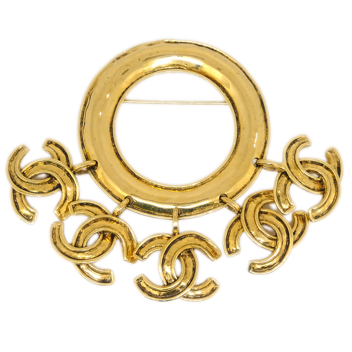 Luxury Chanel Fringe Brooch Pin Corsage Gold 94P