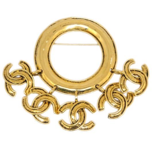 Luxury Chanel Fringe Brooch Pin Corsage Gold 94P