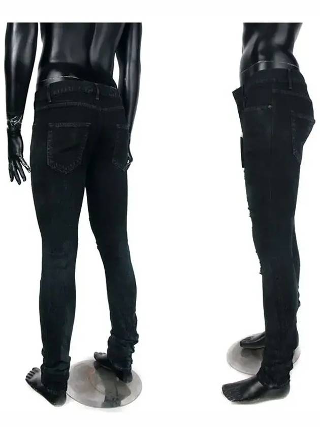Luxury Saint Laurent Men's Stain Effect Denim Skinny Jeans Black