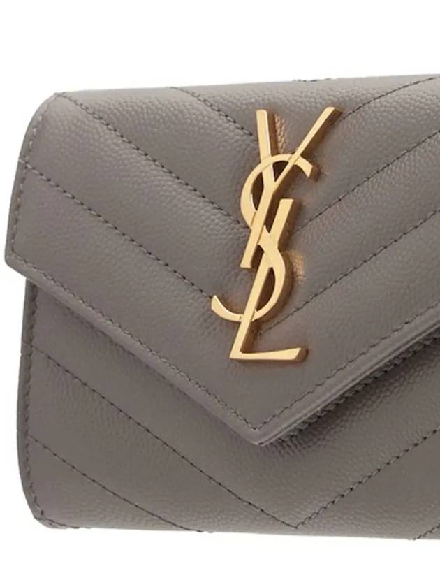 Luxury Saint Laurent Monogram Envelope Quilting Small Half Wallet Grey