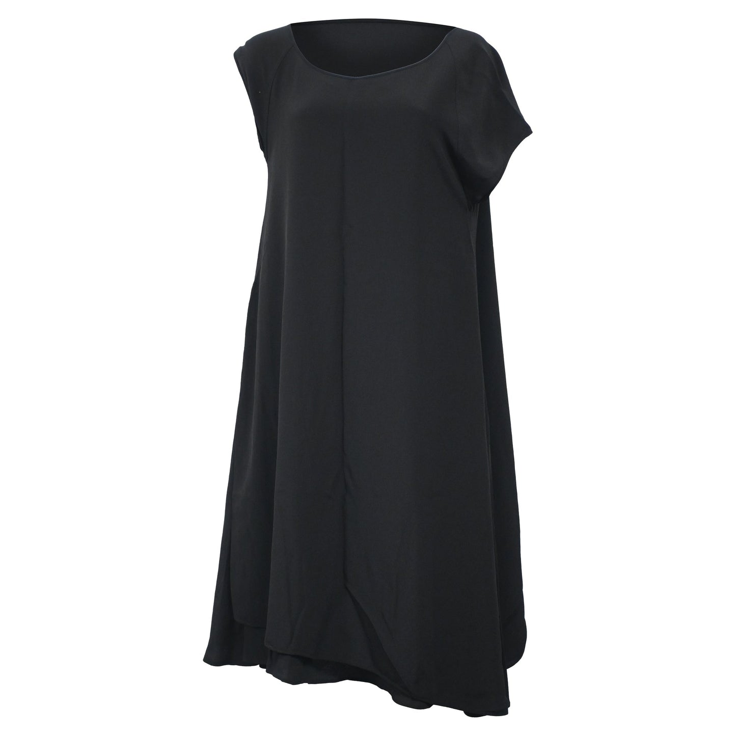 Luxury Bottega Veneta Flowing Asymmetric Dress in Black Silk