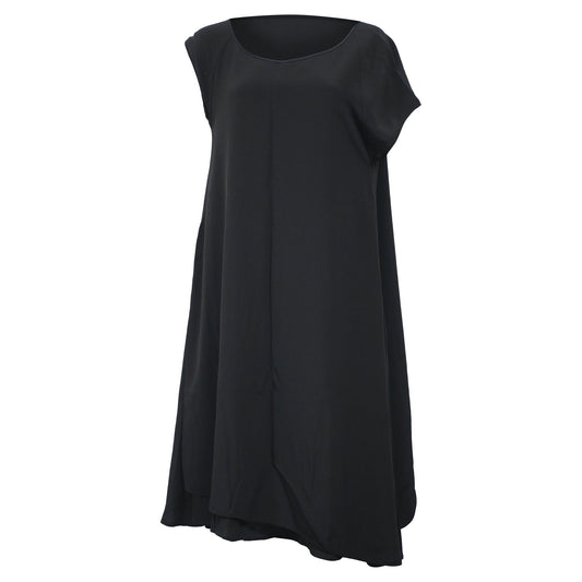 Luxury Bottega Veneta Flowing Asymmetric Dress in Black Silk