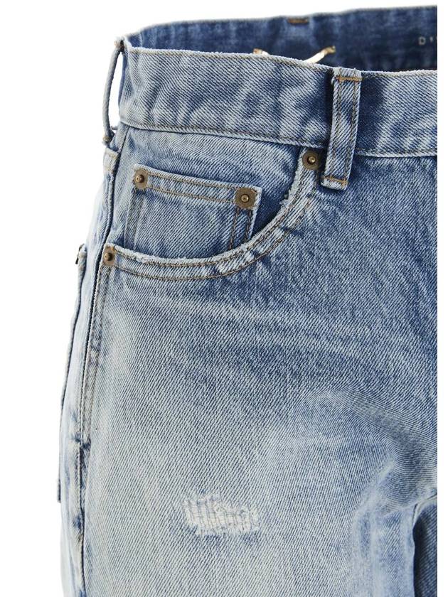 Luxury Saint Laurent Women's Destroyed Washing Denim Jeans Light Blue