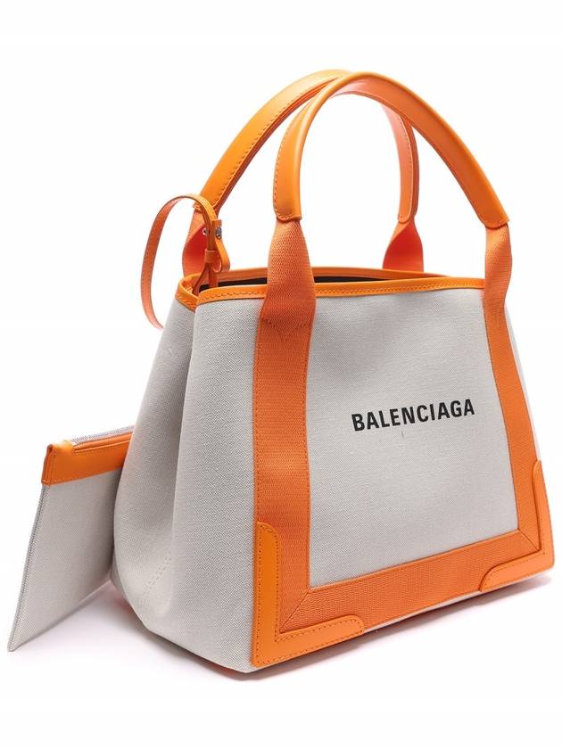 Luxury Balenciaga Cabas Logo Canvas Small Tote Bag Dark Orange