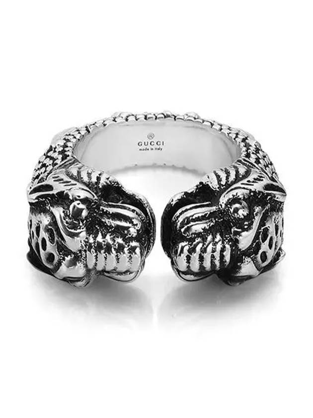 Luxury Gucci Trending 2025 Double Open Vintage Tiger Ring Silver
