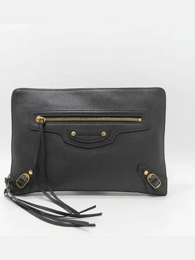 Luxury Balenciaga 652490 Black Grain Calfskin Neo Classic Clutch