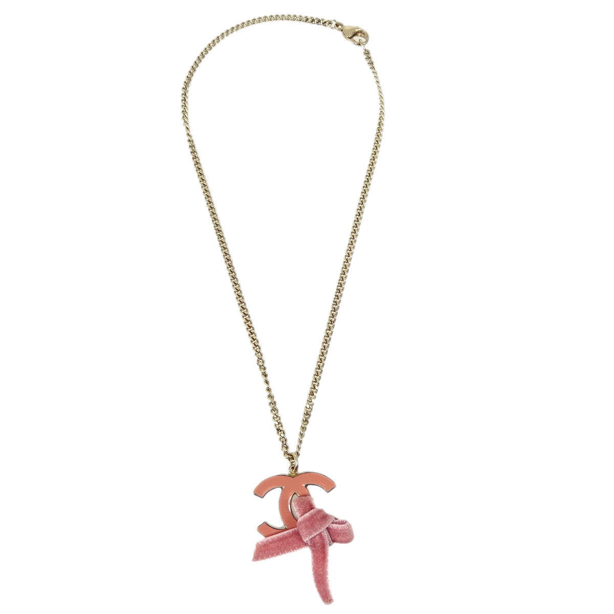 Luxury Chanel Bow Gold Chain Necklace Pendant 07C