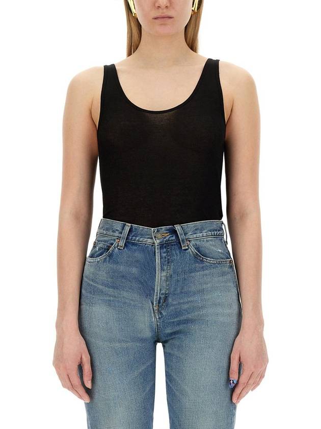 Luxury Saint Laurent Women's Wool Jersey Sleeveless Black