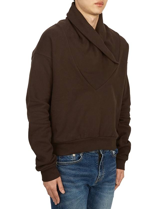 Luxury Saint Laurent Men's Shawl Collar Cotton Sweatshirt Brown