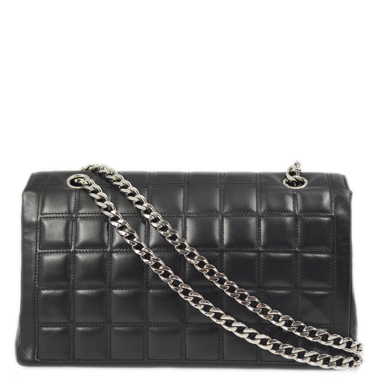 Luxury Chanel Black Lambskin Mademoiselle Lock Choco Bar Shoulder Bag