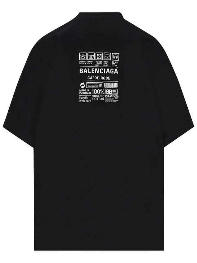 Luxury Balenciaga Care Label Print Short Sleeve T-Shirt Black