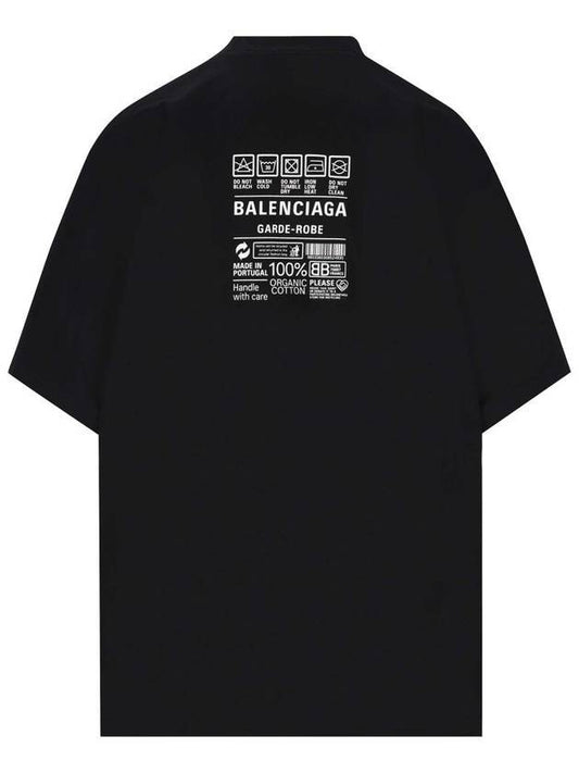 Luxury Balenciaga Care Label Print Short Sleeve T-Shirt Black