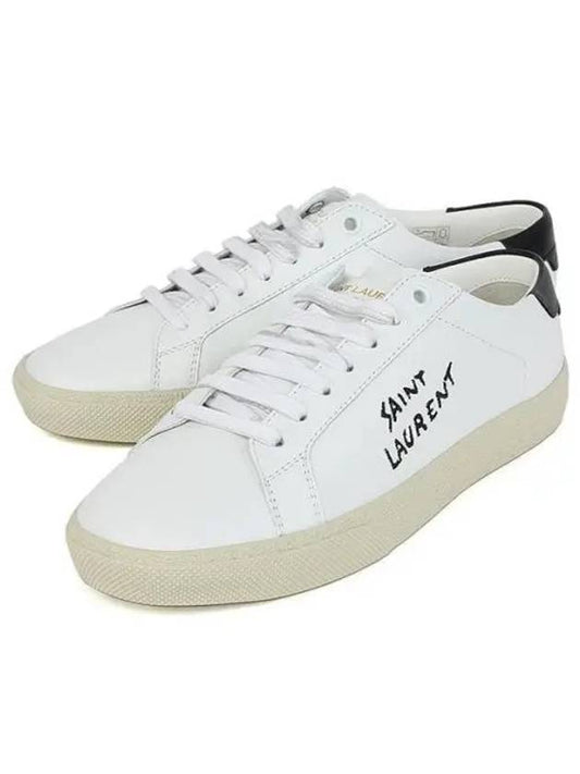 Luxury Saint Laurent Court Classic Embroidered Low Top Sneakers White