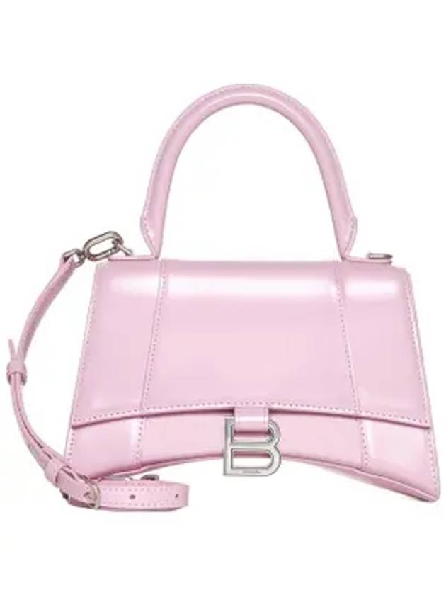 Luxury Balenciaga Hourglass Shiny Box Calfskin Small Tote Bag Pink