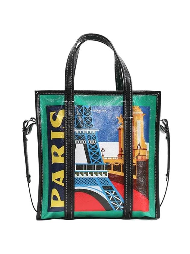 Luxury Balenciaga Bazar Paris Graphic Tote Bag Green