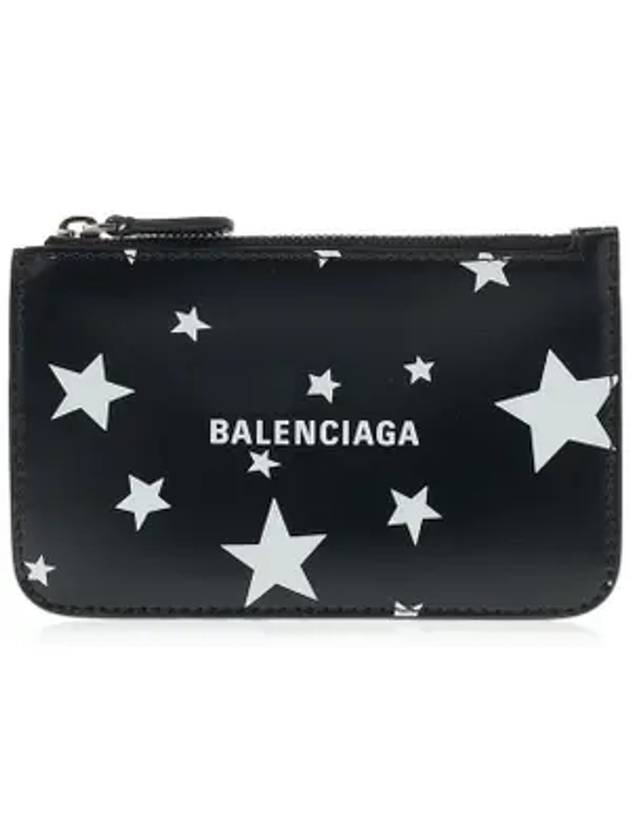 Luxury Balenciaga Stars And Moon Print Card Wallet Black