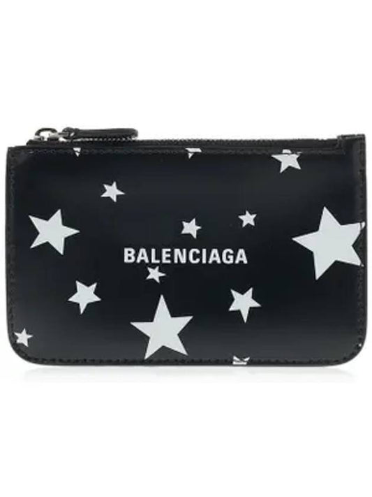 Luxury Balenciaga Stars And Moon Print Card Wallet Black
