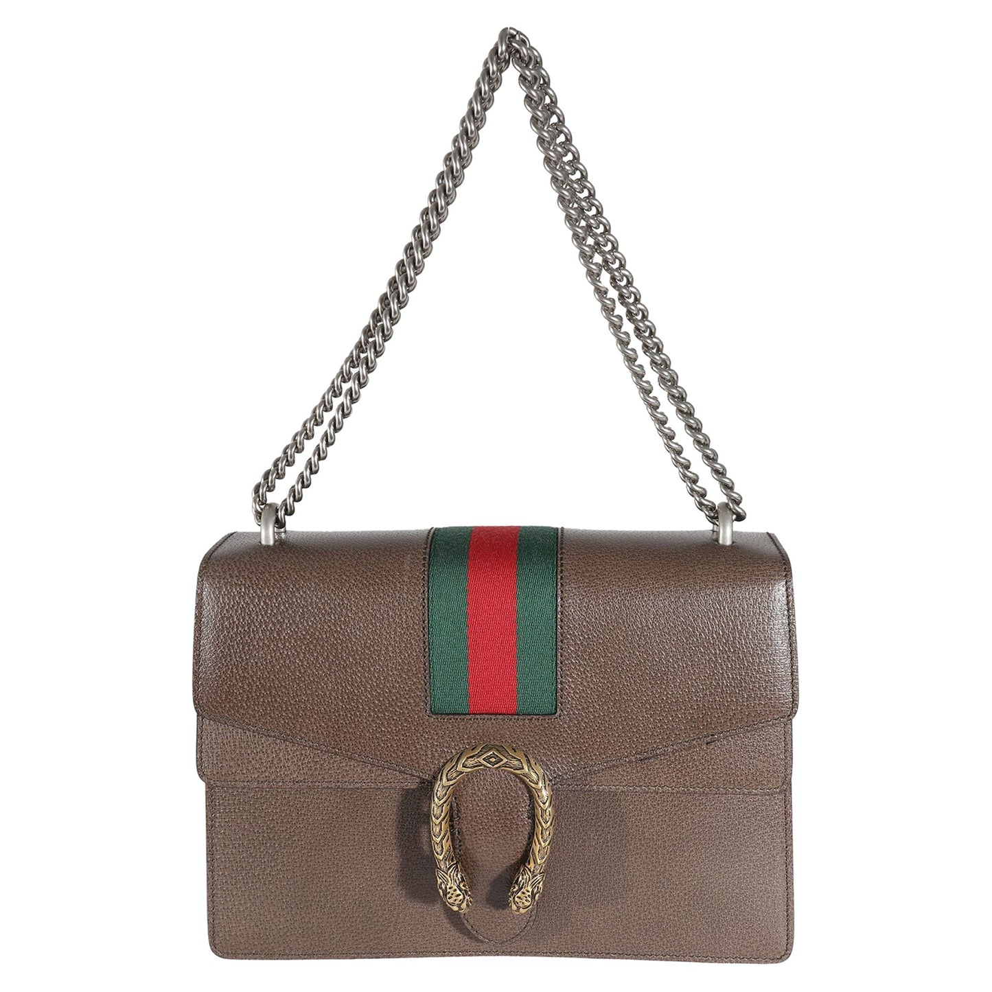 Luxury Gucci Trending 2025 Brown Textured Calfskin Web Medium Dionysus