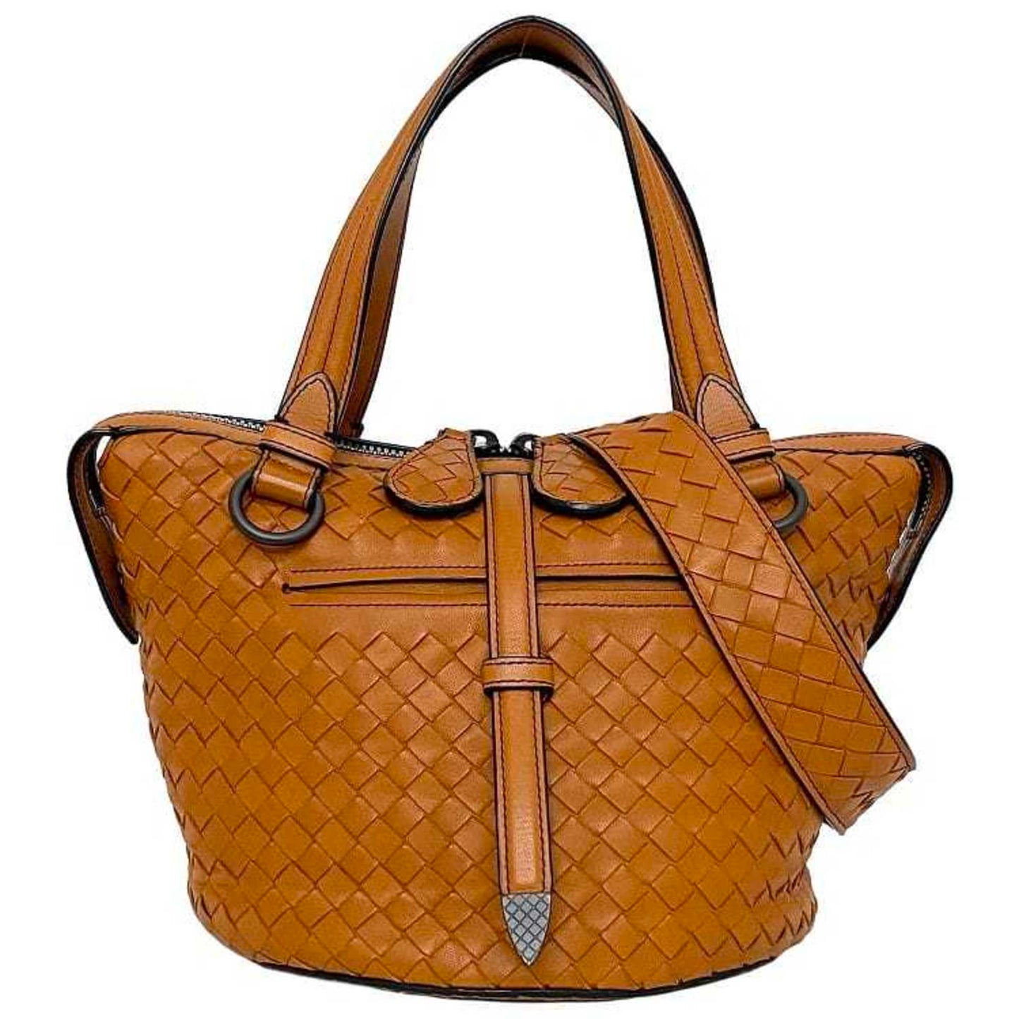 Luxury Bottega Veneta Intrecciato Camel  Leather Handbag ()