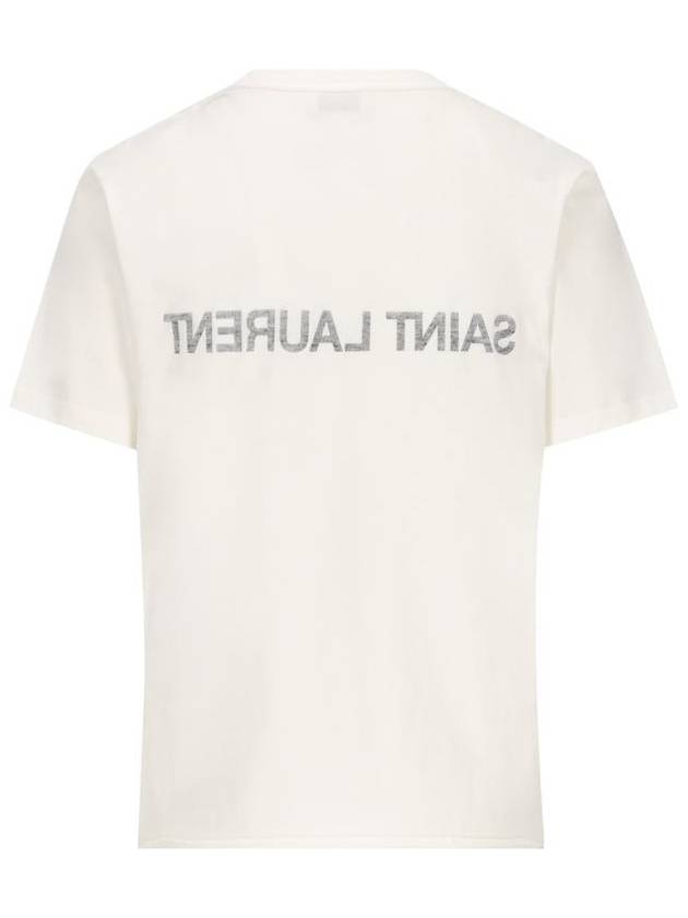 Luxury Saint Laurent Reverse Short Sleeve T-Shirt Nature Et Noir