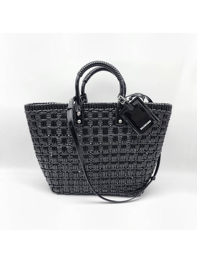 Luxury Balenciaga Bistro Strap Basket Small Tote Bag Black