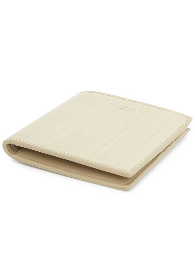 Luxury Saint Laurent Texture Leather Half Wallet Beige