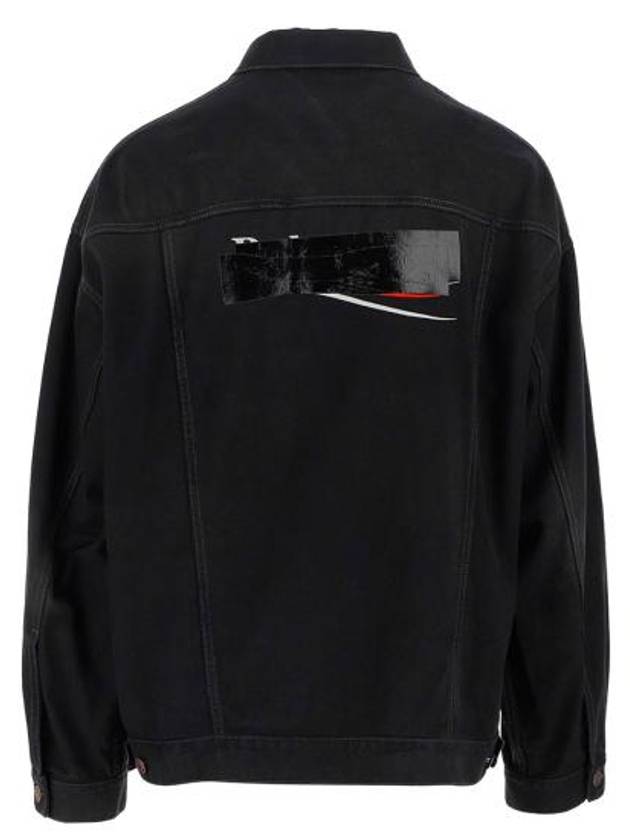 Luxury Balenciaga Political Campaign Logo Oversized Denim Jacket Black