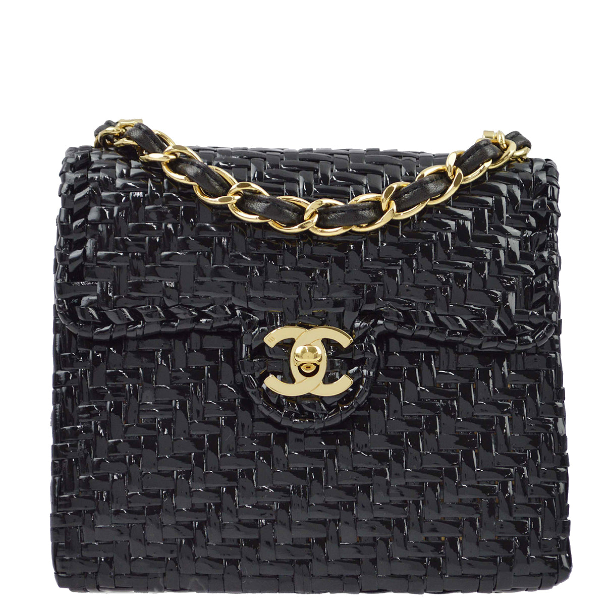 Chanel * 2000-2001 Black Rattan Mini Classic Square Flap Bag 17