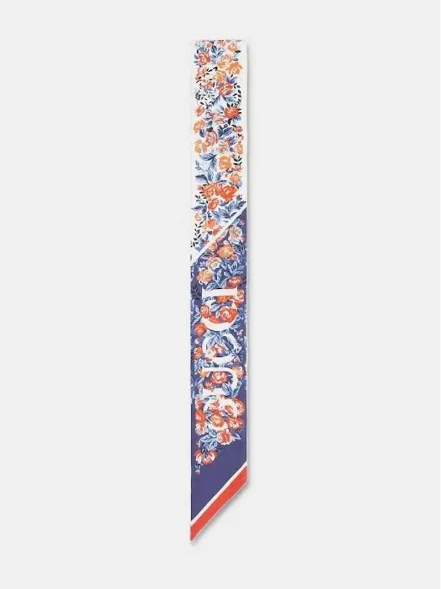 Luxury Gucci Trending 2025 Floral Print Silk Neck Bow Navy Red
