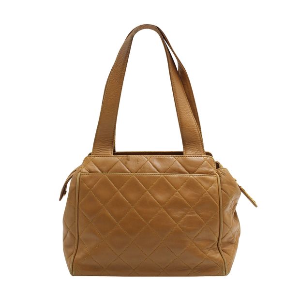 Luxury Chanel Vintage Tan Quilted Shoulder Bag