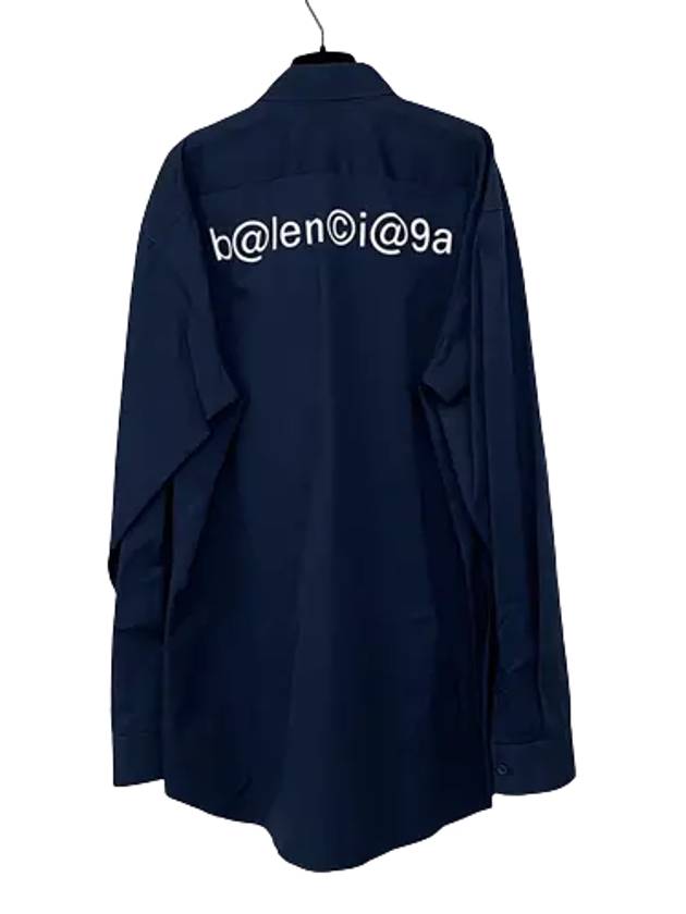 Luxury Balenciaga Back Logo Long Sleeve Shirt Navy