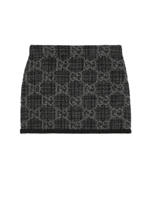 Luxury Gucci Trending 2025 Women's GG Monogram Tweed A-Line Skirt Dark Grey