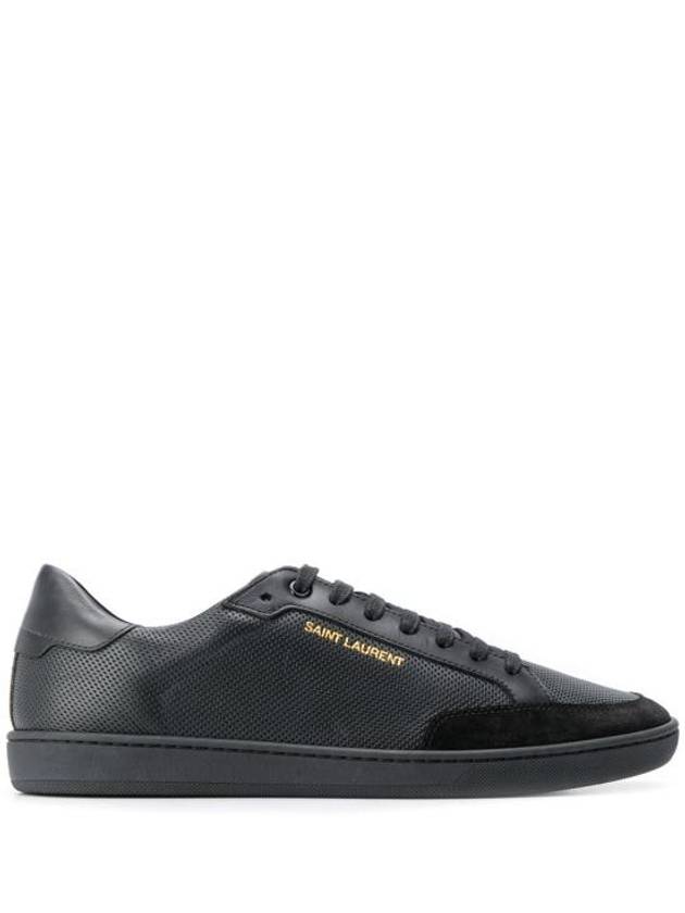 Luxury Saint Laurent Court Classic Perforated Leather Low Top Sneakers Black