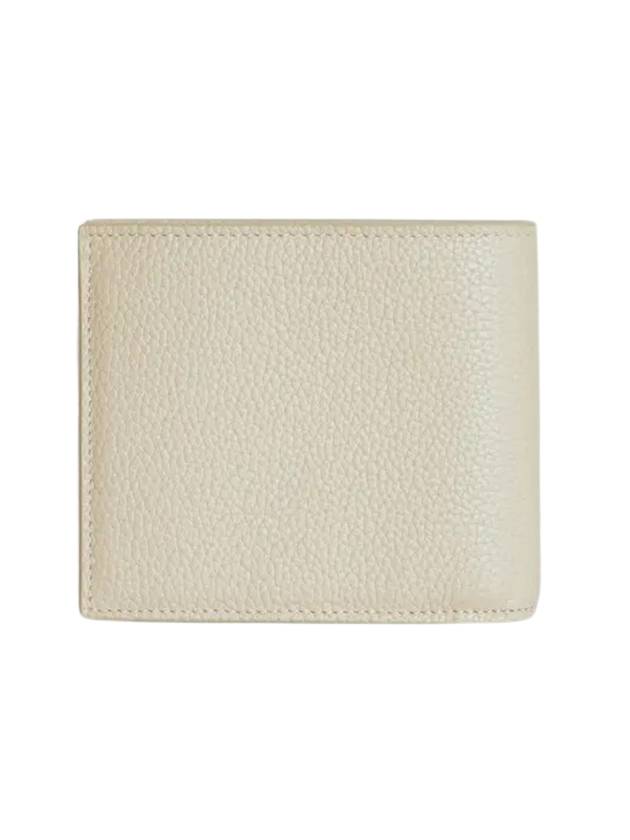 Luxury Saint Laurent Tiny Cassandre Logo Plaque Half Wallet Beige