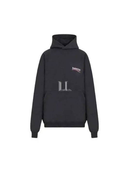 Luxury Balenciaga Embroidered Logo Cotton Hoodie Grey