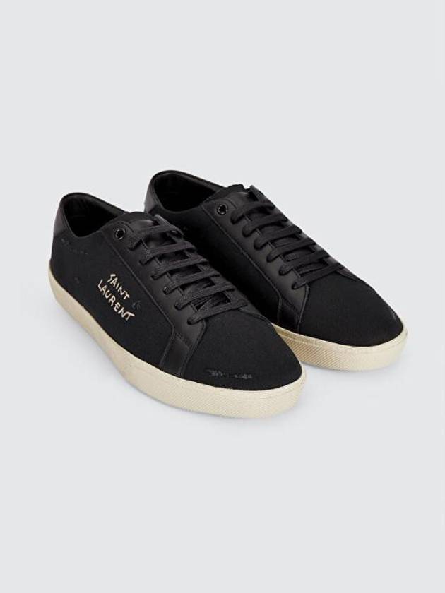 Luxury Saint Laurent Court Classic SL06 Canvas Smooth Leather Low Top Sneakers Black