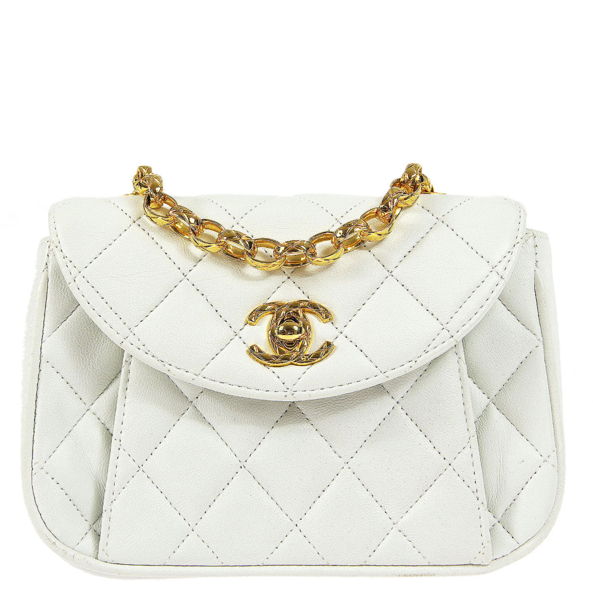 Luxury Chanel 1991-1994 * White Lambskin Bijou Chain Shoulder Bag