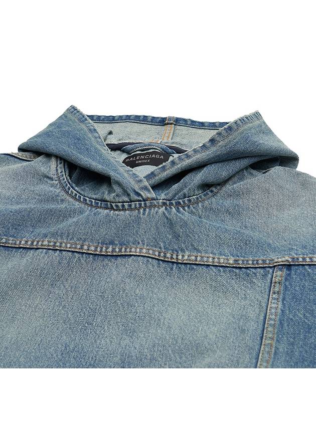 Luxury Balenciaga Washed Effect Denim Hoodie Blue