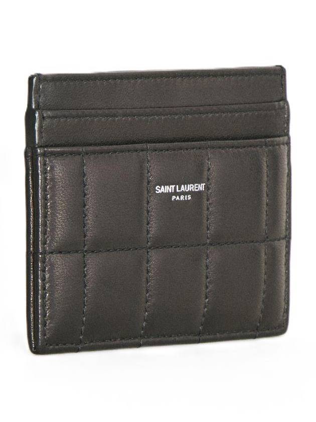 Luxury Saint Laurent Logo Print Quilted Card Wallet Black