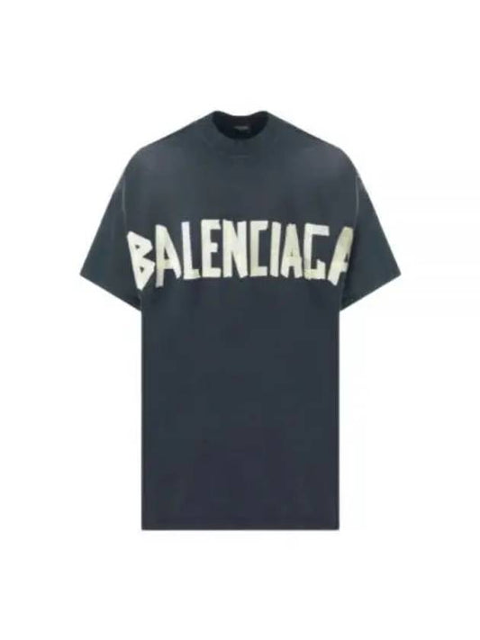 Luxury Balenciaga Tape Type Cotton Short Sleeve T-Shirt Black