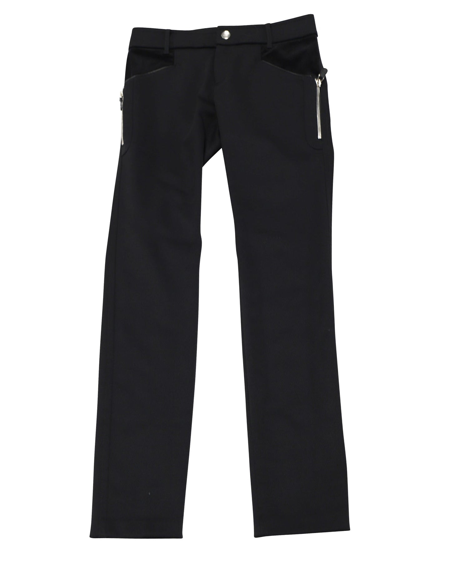 Luxury Gucci Trending 2025 Black Pants with Silver Zip Detail in Black Nylon