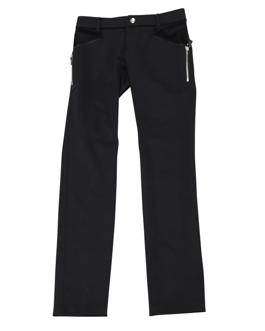 Luxury Gucci Trending 2025 Black Pants with Silver Zip Detail in Black Nylon