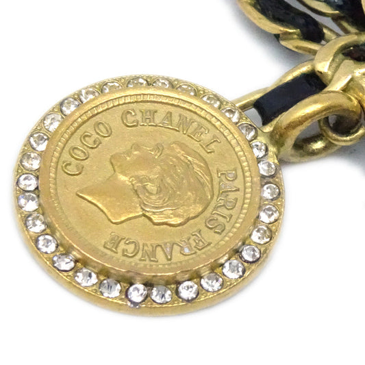 Luxury Chanel Bow Medallion Rhinestone Pendant Necklace 95P