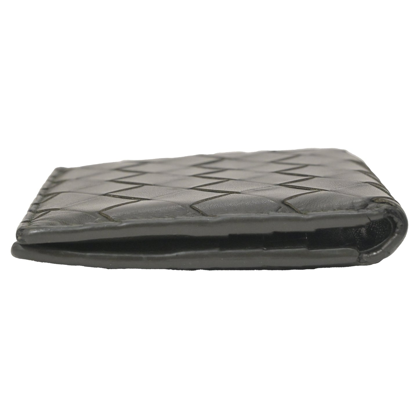 Luxury Bottega Veneta Bi-Fold Wallet in Black Intrecciato Leather